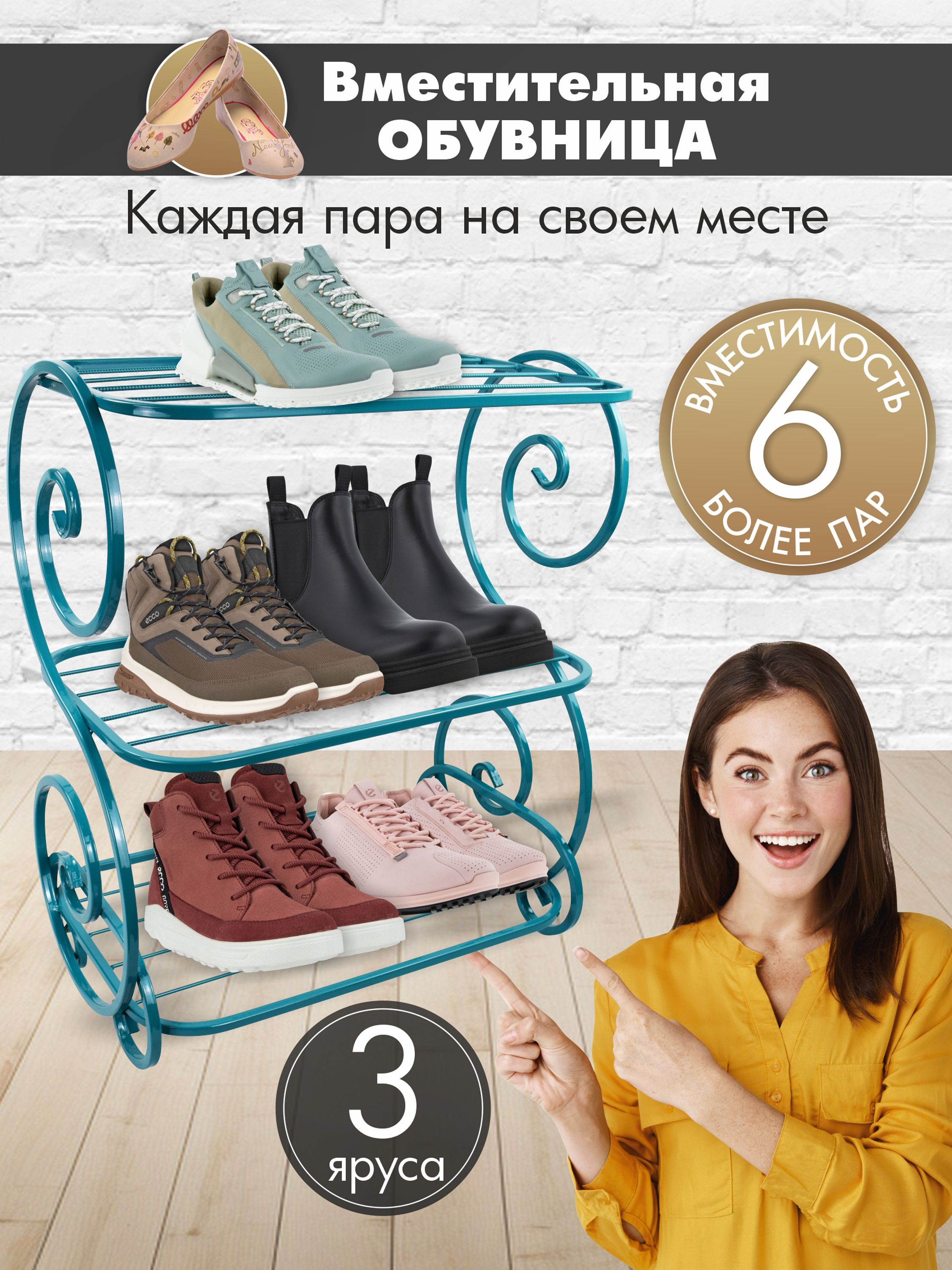 Обувница ВИНТАЖ-18 бирюзовый